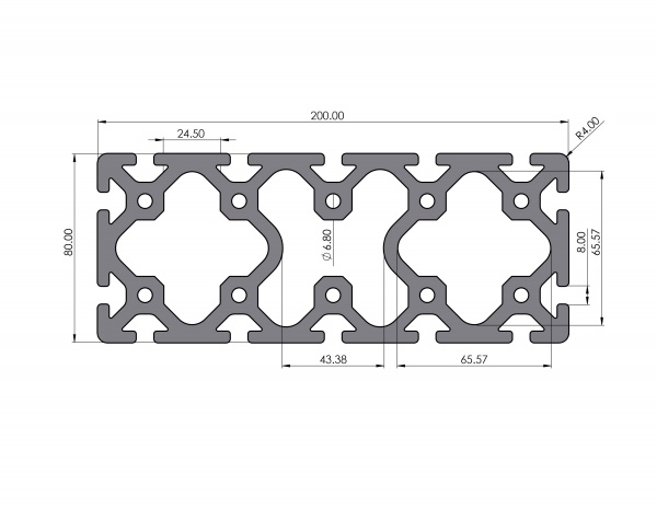 Aluminiumprofil 200x80 Nut 8 Schwer I-Typ